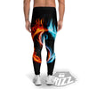 Yin Yang Flaming Print Men's Leggings-grizzshop