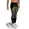 Yin Yang Flower Grey And Gold Print Men's Leggings-grizzshop