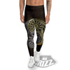 Yin Yang Flower Grey And Gold Print Men's Leggings-grizzshop