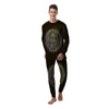 Yin Yang Flower Grey And Gold Print Men's Pajamas-grizzshop