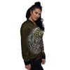 Yin Yang Flower Grey And Gold Print Women's Bomber Jacket-grizzshop