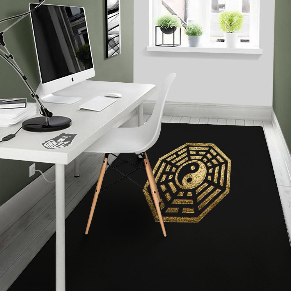 Yin Yang Gold Bagua Print Floor Mat-grizzshop