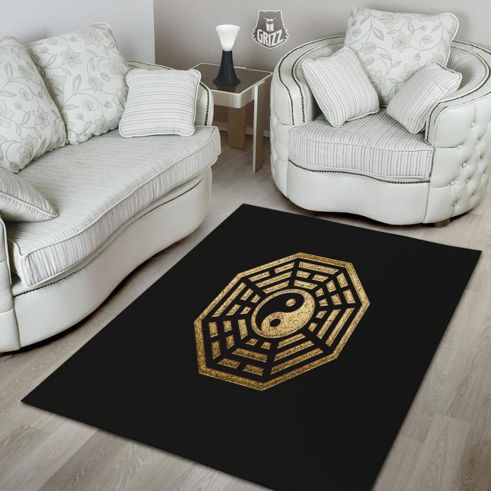 Yin Yang Gold Bagua Print Floor Mat-grizzshop