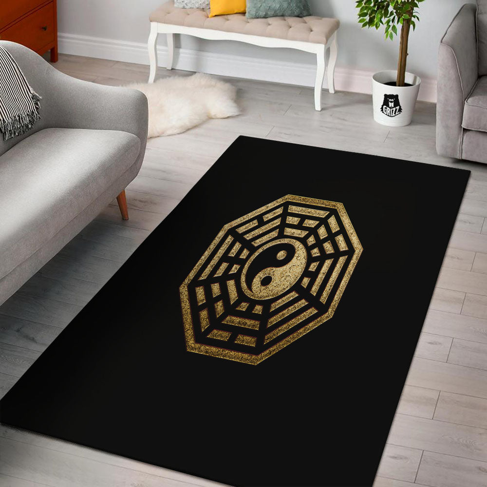 Yin Yang Gold Bagua Print Floor Mat-grizzshop