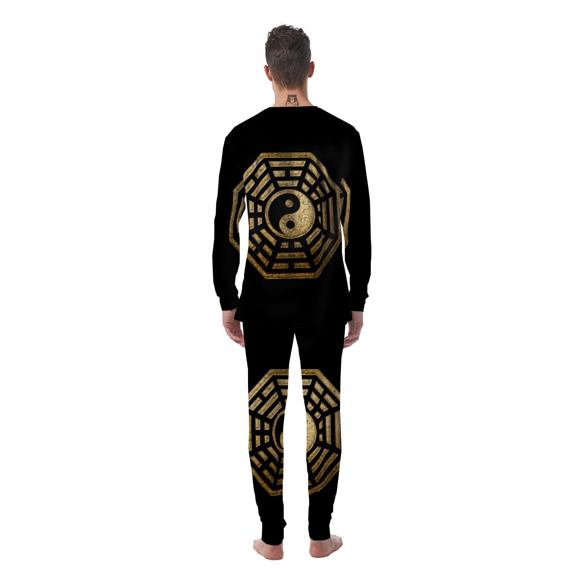 Yin Yang Gold Bagua Print Men's Pajamas-grizzshop