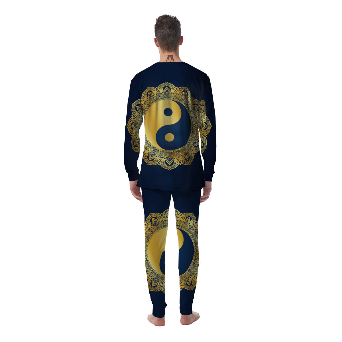 Yin Yang Gold Mandala Print Men's Pajamas-grizzshop