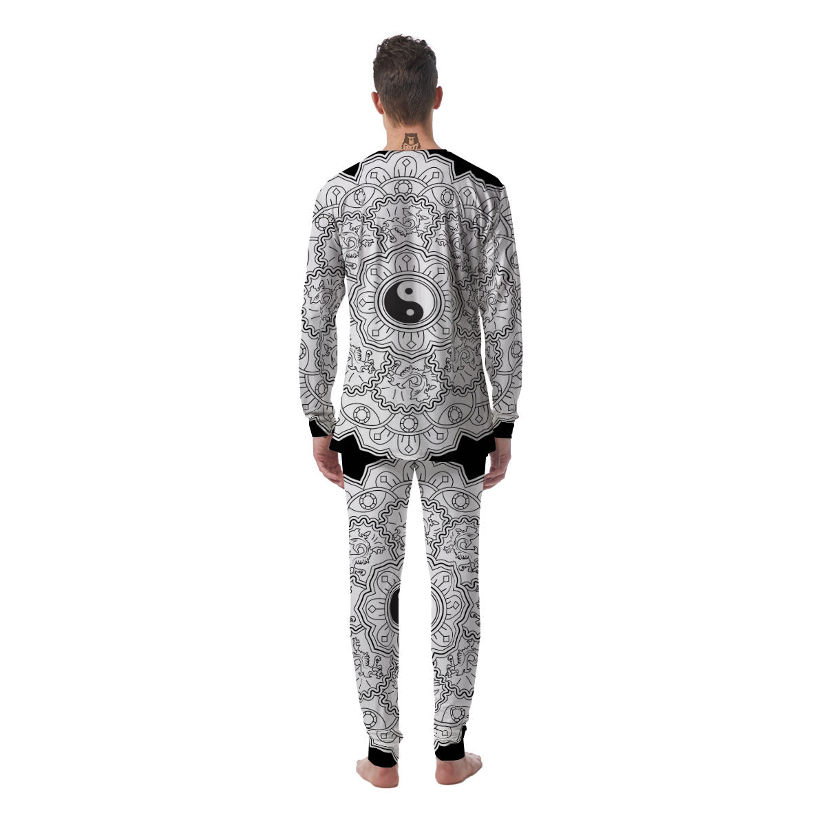 Yin Yang Mandala White And Black Print Men's Pajamas-grizzshop