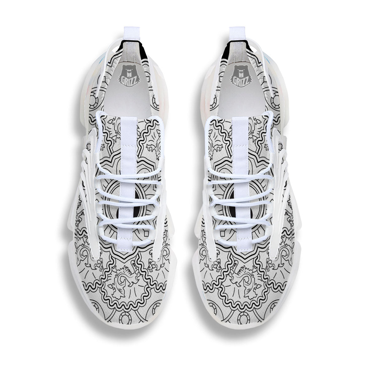 Yin Yang Mandala White And Black Print White Gym Shoes-grizzshop