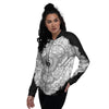 Yin Yang Mandala White And Black Print Women's Bomber Jacket-grizzshop