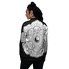 Yin Yang Mandala White And Black Print Women's Bomber Jacket-grizzshop