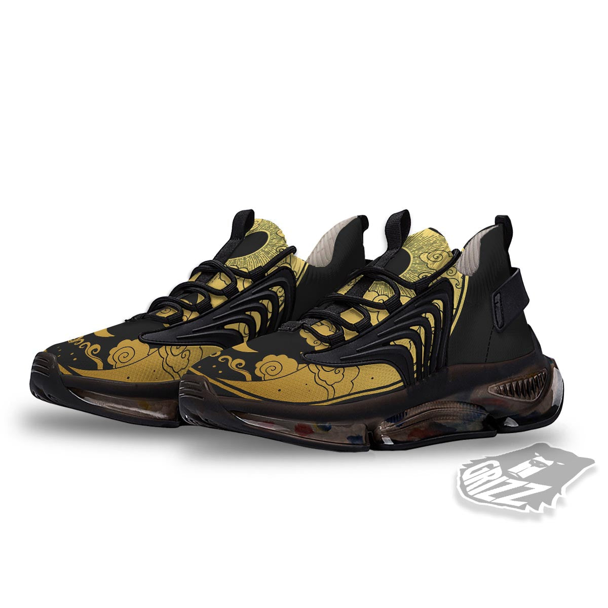 Yin Yang Moon And Sun Print Black Gym Shoes-grizzshop