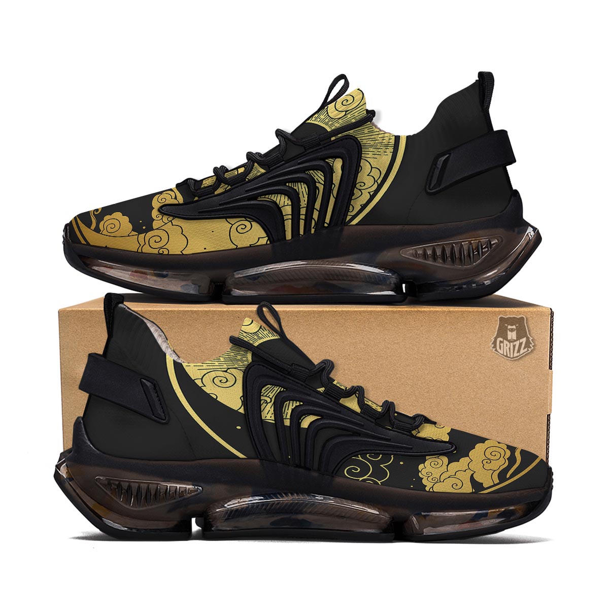 Yin Yang Moon And Sun Print Black Gym Shoes-grizzshop