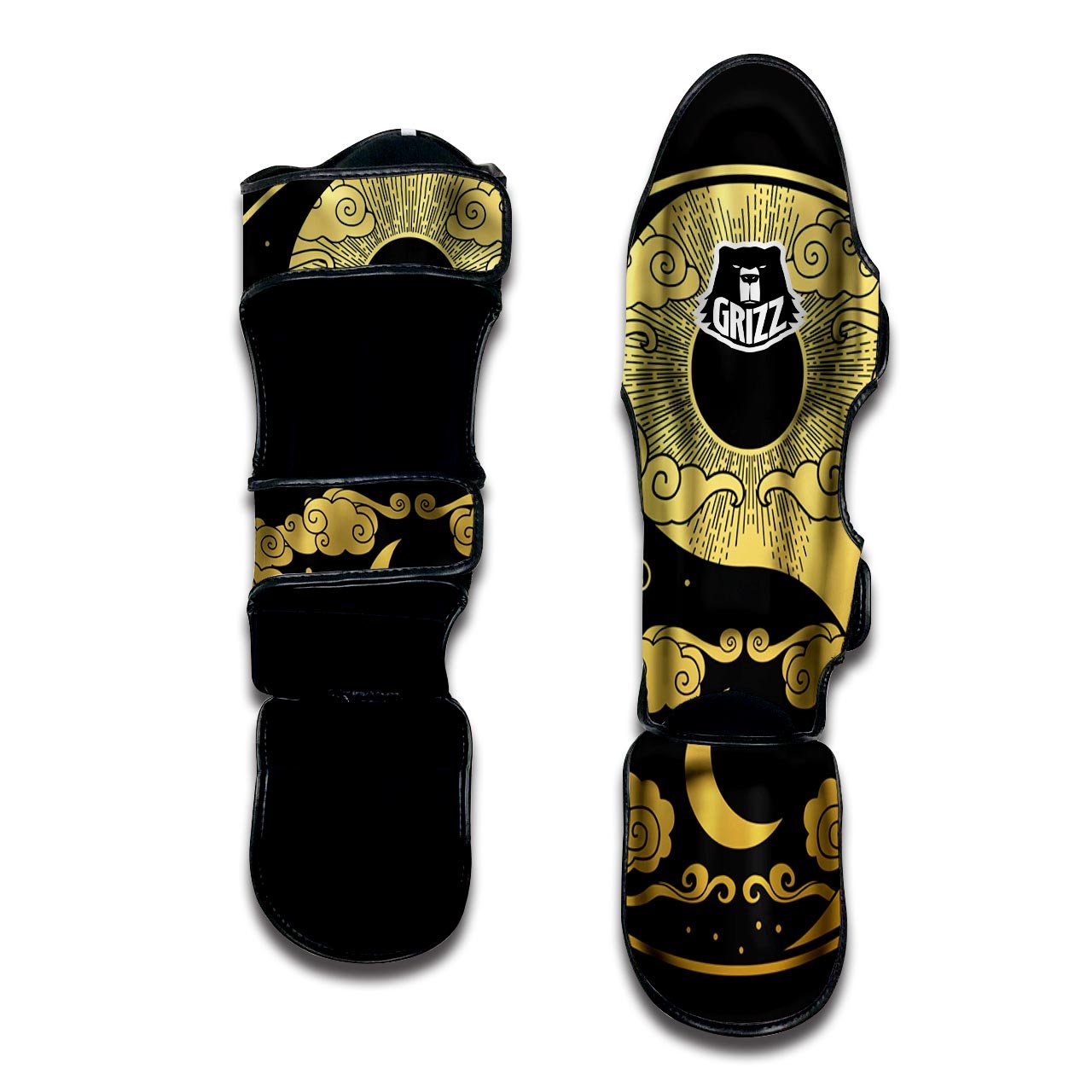 Yin Yang Moon And Sun Print Muay Thai Shin Guards-grizzshop