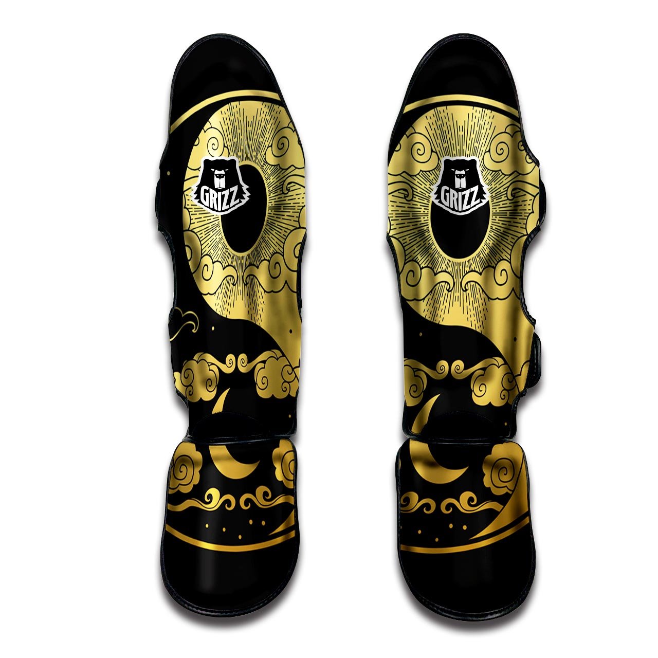 Yin Yang Moon And Sun Print Muay Thai Shin Guards-grizzshop