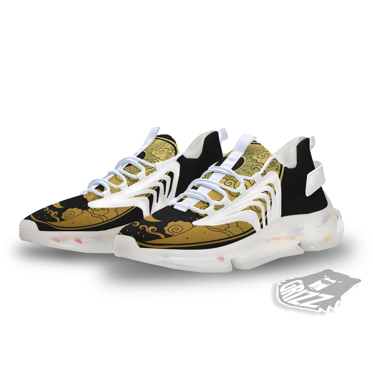 Yin Yang Moon And Sun Print White Gym Shoes-grizzshop