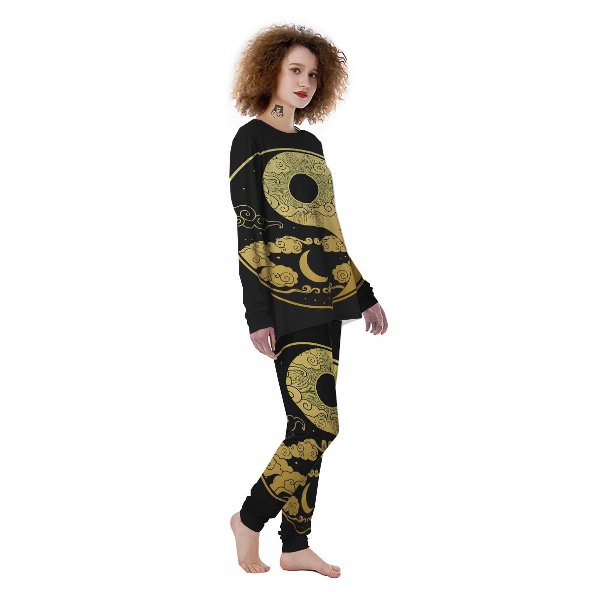 Yin Yang Moon And Sun Print Women's Pajamas-grizzshop