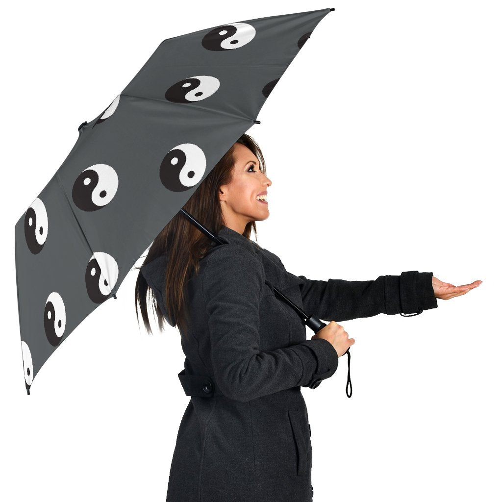 Yin Yang Pattern Print Automatic Foldable Umbrella-grizzshop