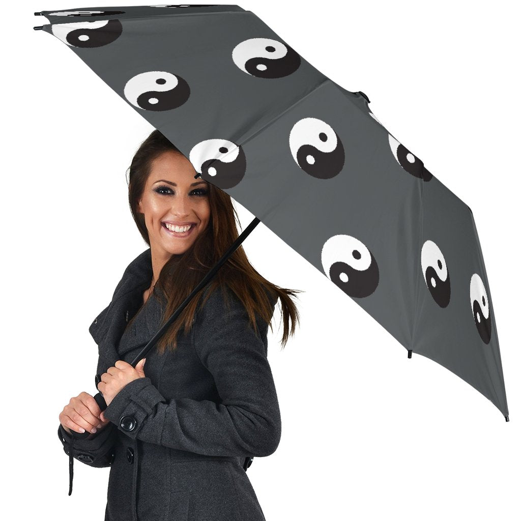 Yin Yang Pattern Print Automatic Foldable Umbrella-grizzshop