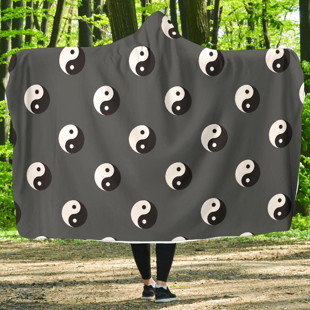 Yin Yang Pattern Print Hooded Blanket-grizzshop