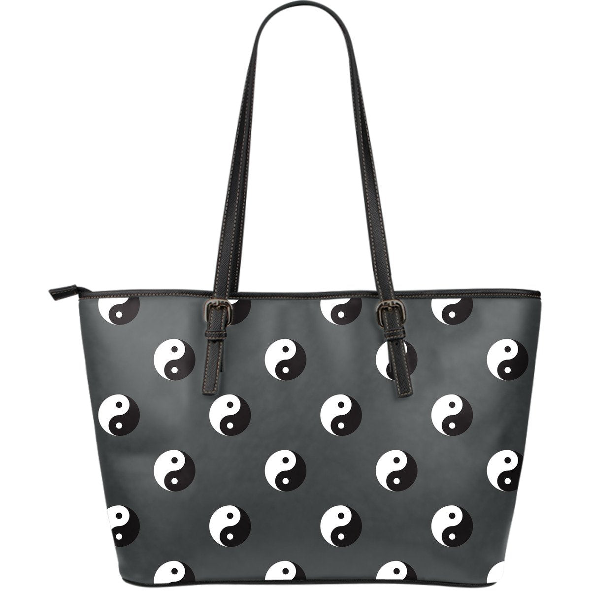 Yin Yang Pattern Print Leather Tote Bag-grizzshop