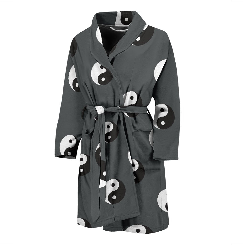 Yin Yang Pattern Print Men Long Robe-grizzshop