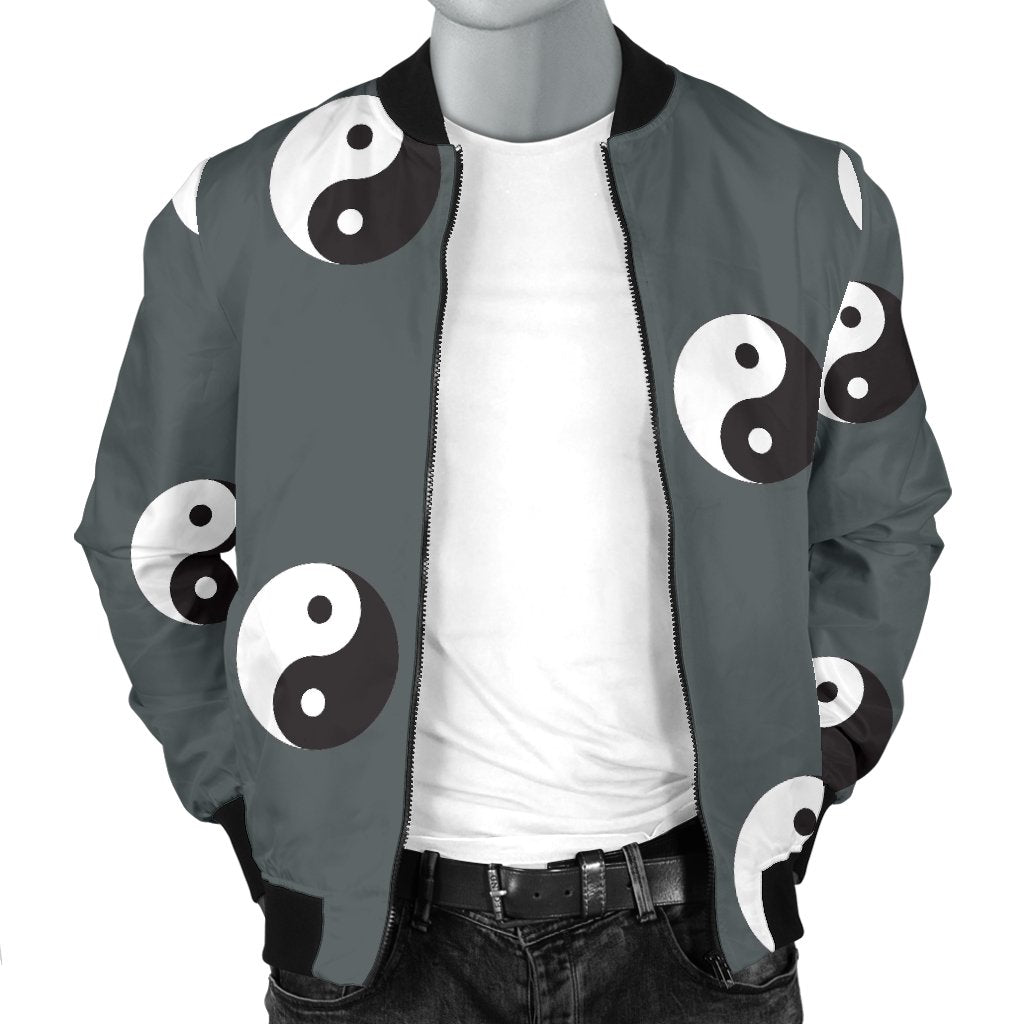 Yin Yang Pattern Print Men's Bomber Jacket-grizzshop