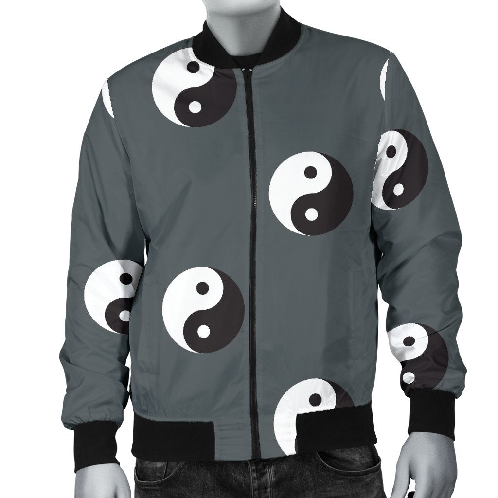 Yin Yang Pattern Print Men's Bomber Jacket-grizzshop