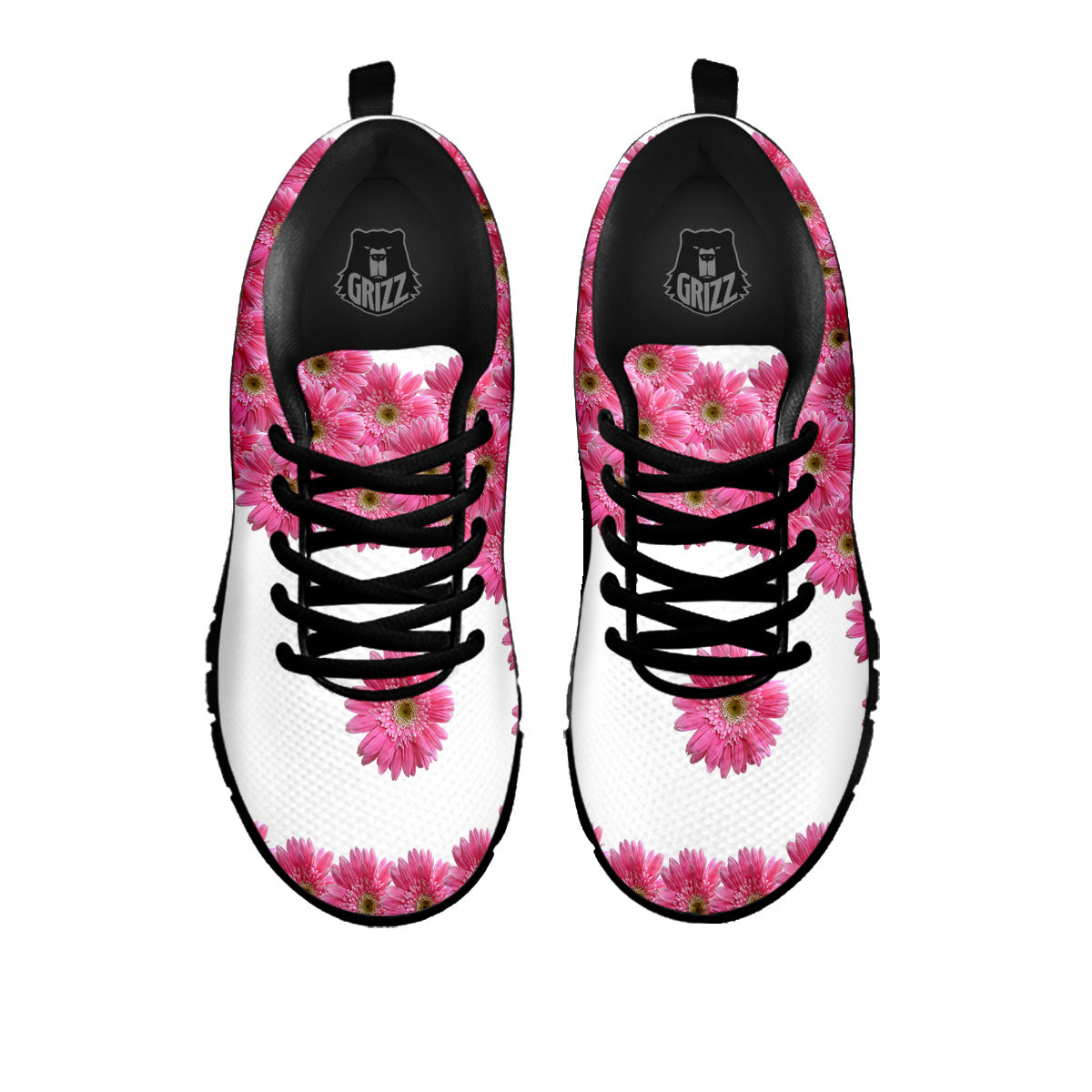 Yin Yang Pink Flowers Print Black Sneaker-grizzshop