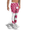 Yin Yang Pink Flowers Print Men's Leggings-grizzshop