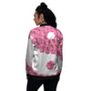 Yin Yang Pink Flowers Print Women's Bomber Jacket-grizzshop