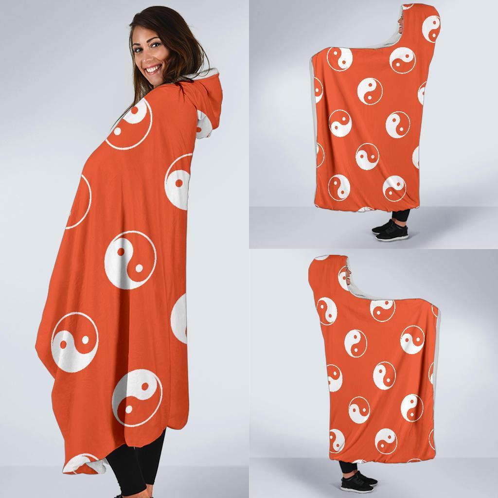 Yin Yang Print Pattern Hooded Blanket-grizzshop