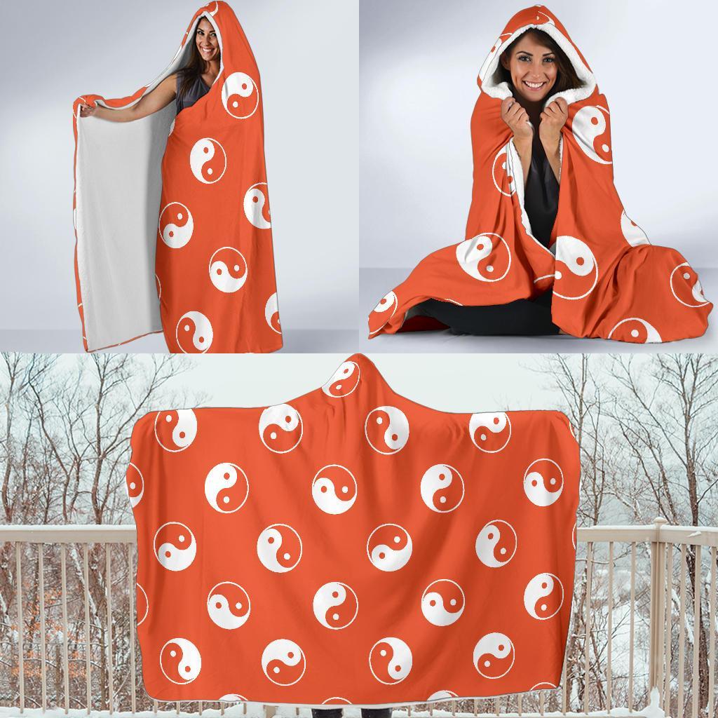 Yin Yang Print Pattern Hooded Blanket-grizzshop