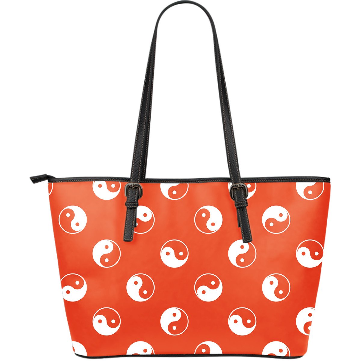 Yin Yang Print Pattern Leather Tote Bag-grizzshop