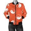 Yin Yang Print Pattern Women Casual Bomber Jacket-grizzshop