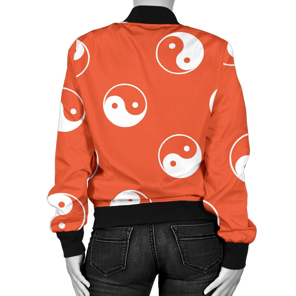 Yin Yang Print Pattern Women Casual Bomber Jacket-grizzshop