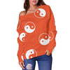 Yin Yang Print Pattern Women Off Shoulder Sweatshirt-grizzshop