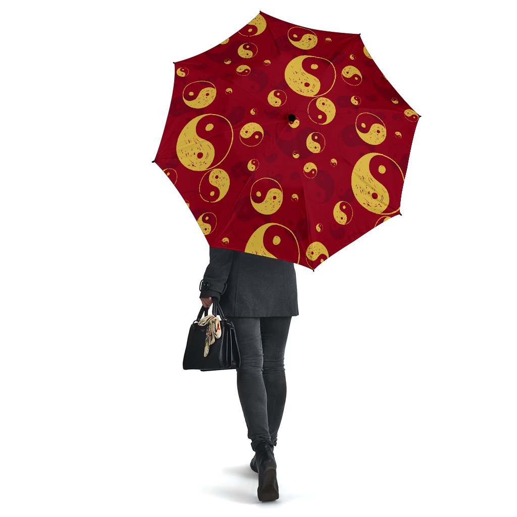 Yin Yang Red Pattern Print Automatic Foldable Umbrella-grizzshop
