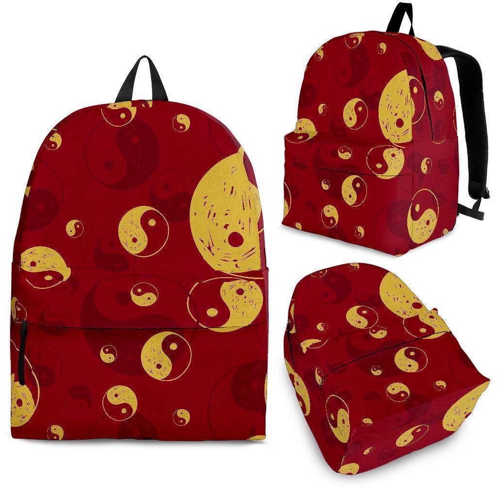 Yin Yang Red Pattern Print Backpack-grizzshop