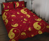 Yin Yang Red Pattern Print Bed Set Quilt-grizzshop