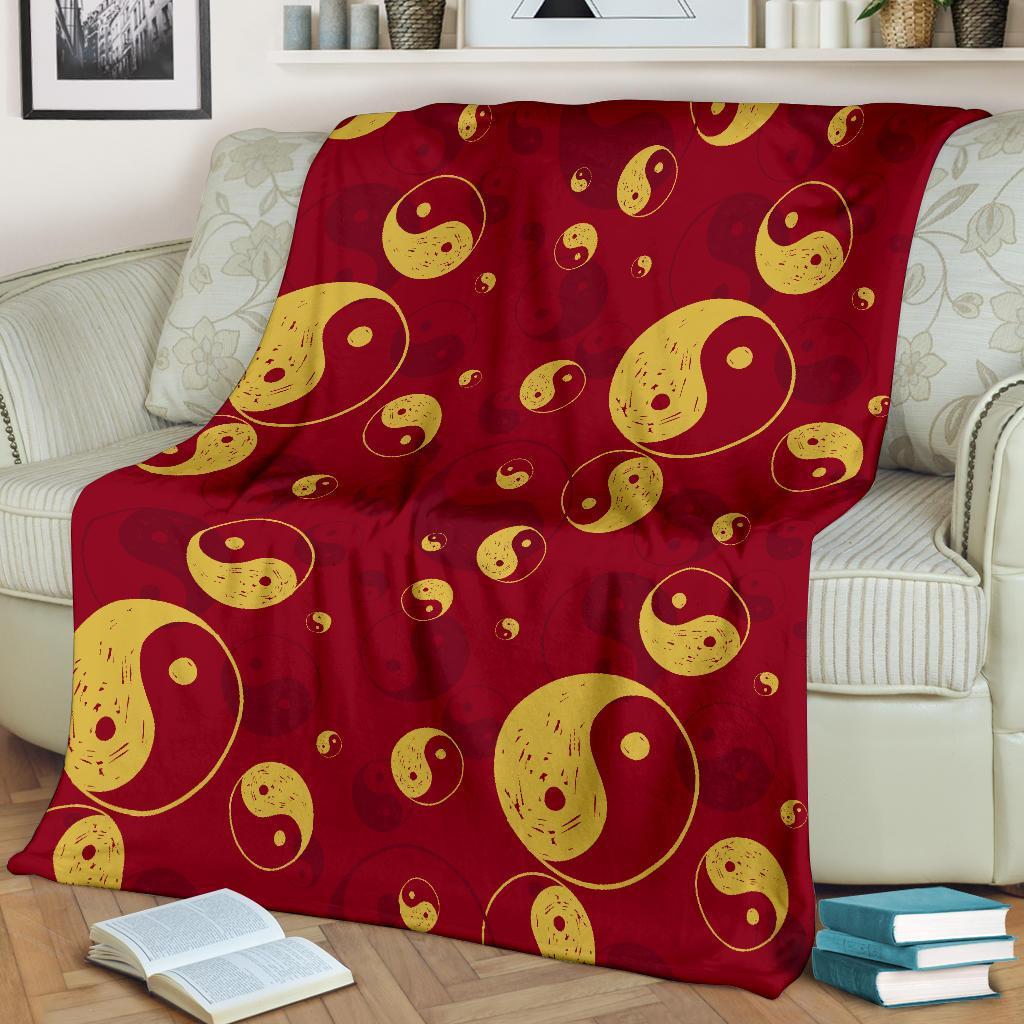 Yin Yang Red Pattern Print Blanket-grizzshop