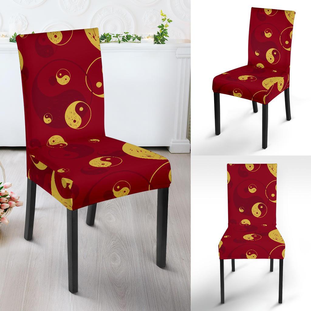 Yin Yang Red Pattern Print Chair Cover-grizzshop