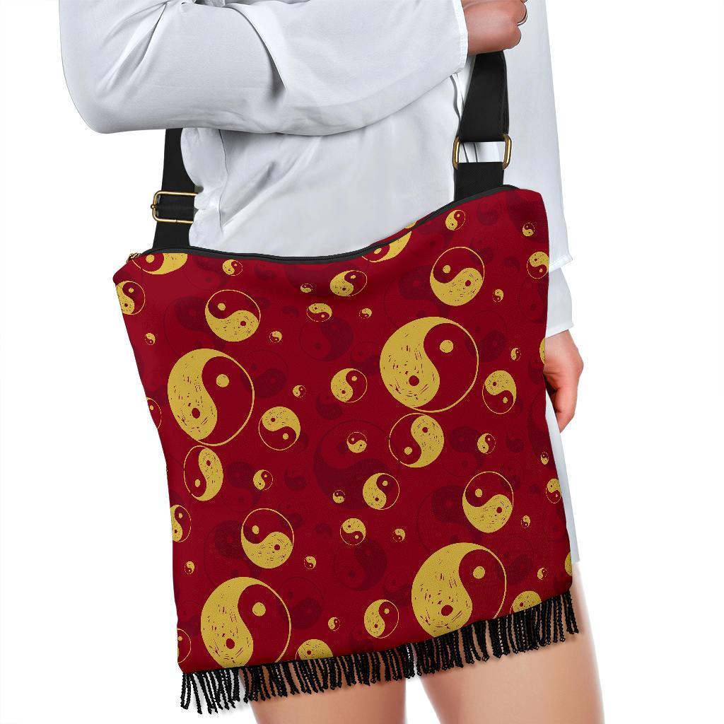 Yin Yang Red Pattern Print Crossbody bags-grizzshop