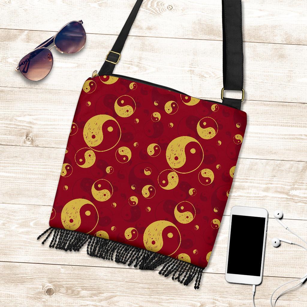 Yin Yang Red Pattern Print Crossbody bags-grizzshop