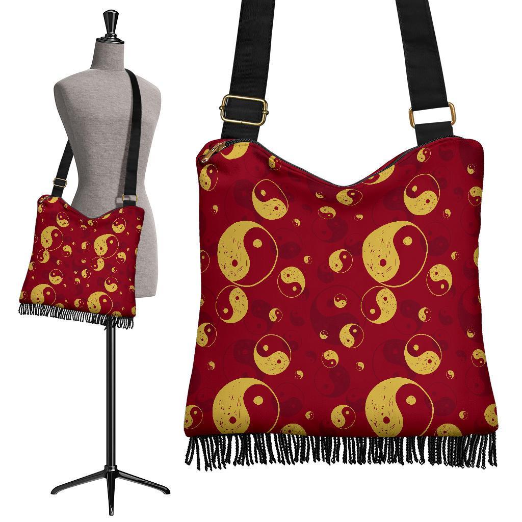 Yin Yang Red Pattern Print Crossbody bags-grizzshop