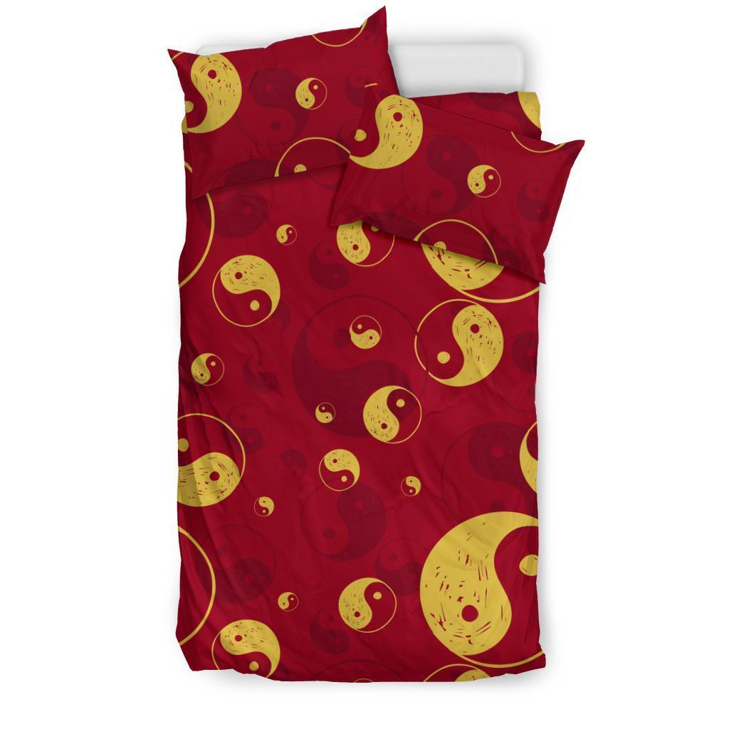 Yin Yang Red Pattern Print Duvet Cover Bedding Set-grizzshop