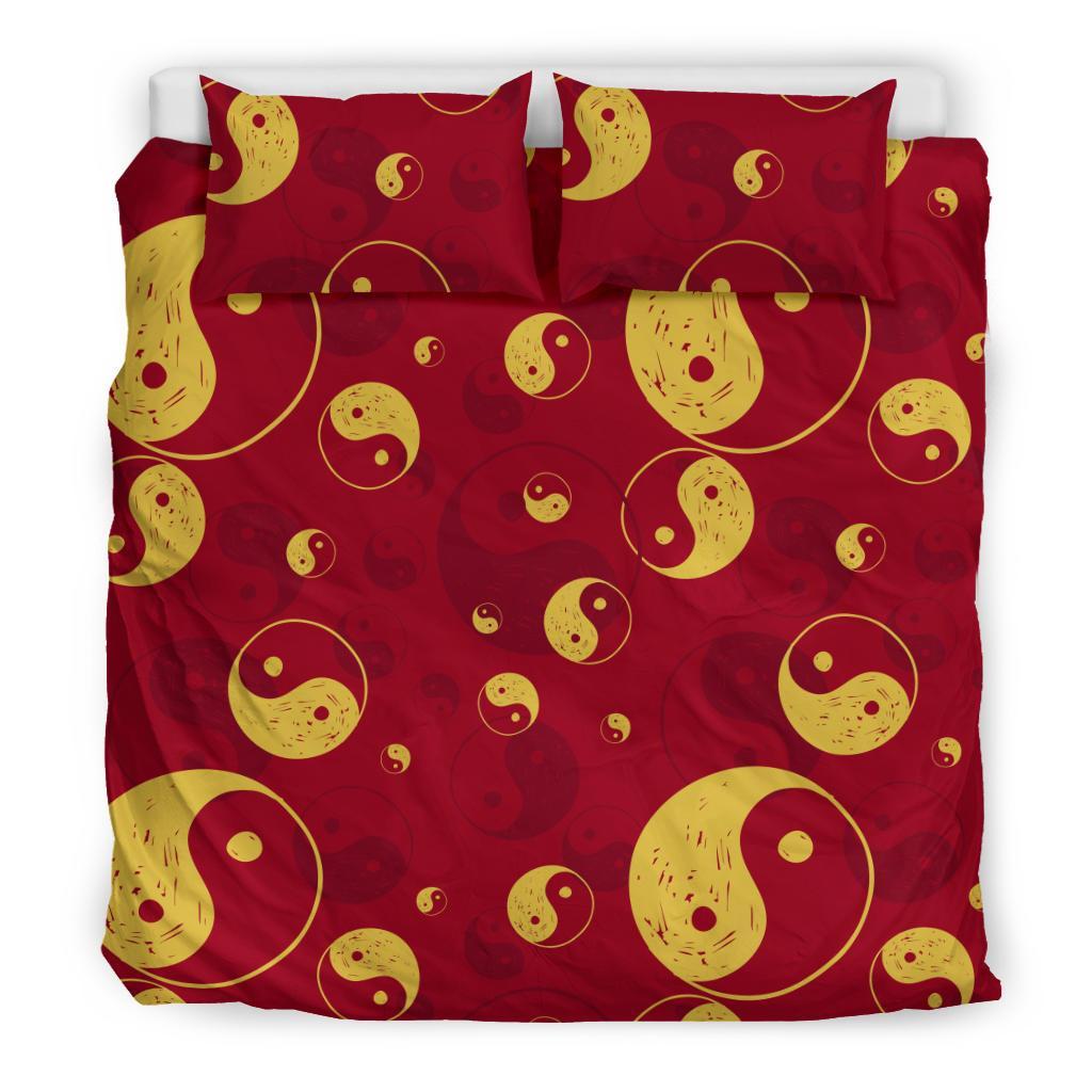 Yin Yang Red Pattern Print Duvet Cover Bedding Set-grizzshop