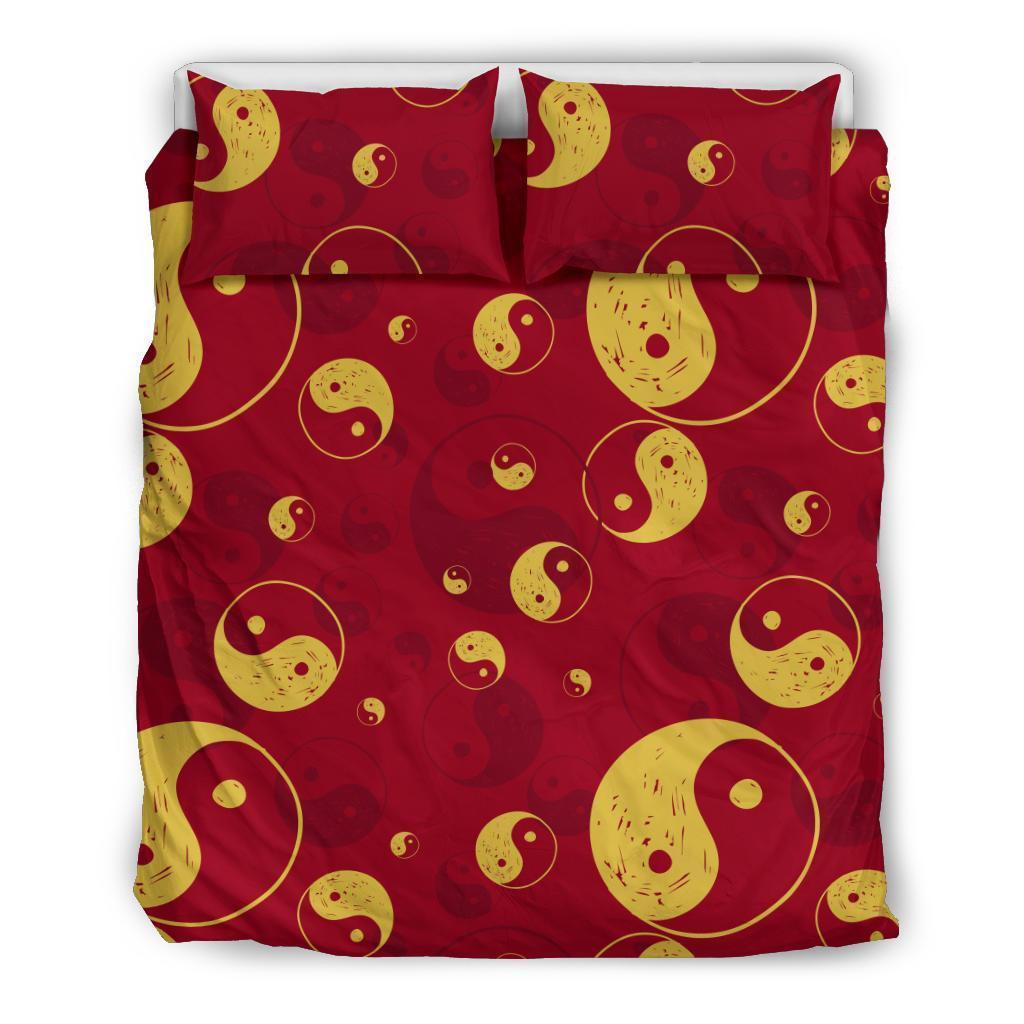 Yin Yang Red Pattern Print Duvet Cover Bedding Set-grizzshop