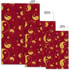 Yin Yang Red Pattern Print Floor Mat-grizzshop