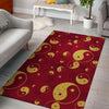 Yin Yang Red Pattern Print Floor Mat-grizzshop