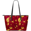 Yin Yang Red Pattern Print Leather Tote Bag-grizzshop